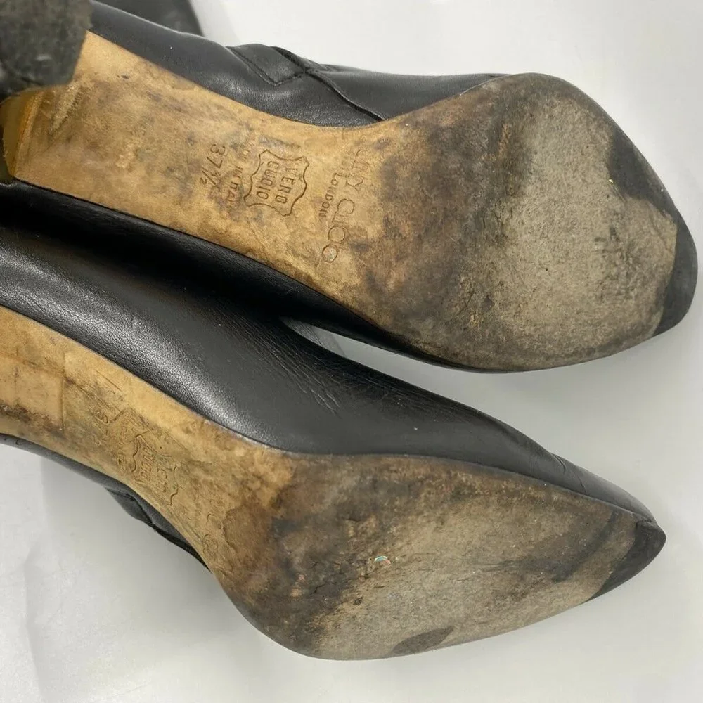 JIMMY CHOO Black Leather Knee high boots 7.5 - Picture 9 of 12